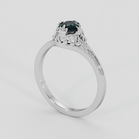 1.23 Ct. Bluish Green Sapphire Ring, Silver 2