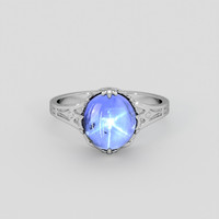 5.53 Ct. Purplish Blue Sapphire Ring, 10K White Gold 1