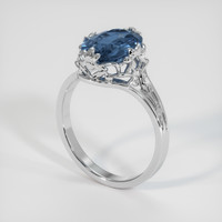 3.40 Ct. Blue Sapphire Ring, 14K White Gold 2