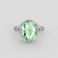 4.58 Ct. Green Tourmaline Ring, 14K White Gold 1