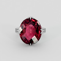 11.08 Ct. Pinkish Red Rubellite Tourmaline Ring, 14K White Gold 1
