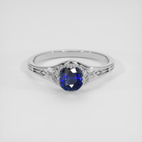 0.70 Ct. Blue Sapphire Ring, 14K White Gold 1