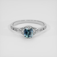 1.05 Ct. Greenish Blue Sapphire Ring, 14K White Gold 1