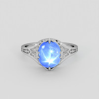 4.95 Ct. Blue Sapphire Ring, 14K White Gold 1