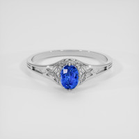 0.63 Ct. Blue Sapphire Ring, 14K White Gold 1