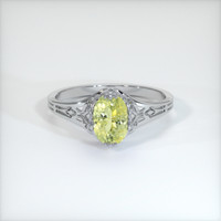 0.93 Ct. Greenish Yellow Sapphire Ring, 14K White Gold 1
