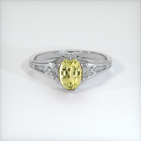 0.41 Ct. Greenish Yellow Sapphire Ring, 14K White Gold 1