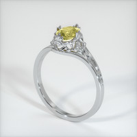 0.41 Ct. Greenish Yellow Sapphire Ring, 14K White Gold 2