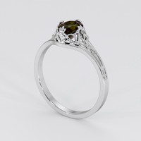 0.83 Ct. Greenish Brown Sapphire Ring, 14K White Gold 2