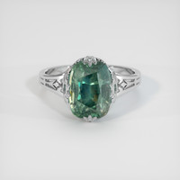 4.50 Ct. Bluish Green Sapphire Ring, 14K White Gold 1