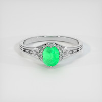 0.70 Ct. Emerald Ring, 18K White Gold 1