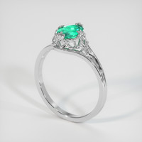 0.57 Ct. Emerald Ring, 18K White Gold 2
