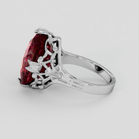 11.08 Ct. Pinkish Red Rubellite Tourmaline Ring, 18K White Gold 4