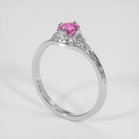 0.62 Ct. Pink Sapphire Ring, 18K White Gold 2