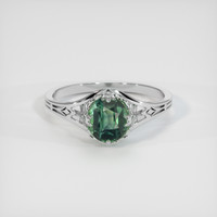1.22 Ct. Green Sapphire Ring, 18K White Gold 1