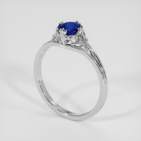 0.70 Ct. Blue Sapphire Ring, 18K White Gold 2