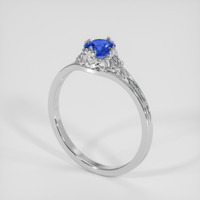0.48 Ct. Blue Sapphire Ring, 18K White Gold 2