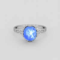 2.91 Ct. Blue Sapphire Ring, 18K White Gold 1