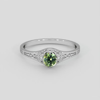 0.41 Ct. Green Sapphire Ring, 18K White Gold 1