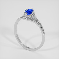 0.63 Ct. Blue Sapphire Ring, 18K White Gold 2