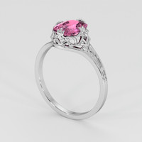 1.33 Ct. Pink Sapphire Ring, 18K White Gold 2