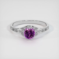 0.62 Ct. Pinkish Purple Sapphire Ring, 18K White Gold 1