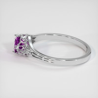 0.62 Ct. Pinkish Purple Sapphire Ring, 18K White Gold 4