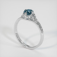0.94 Ct. Greenish Blue Sapphire Ring, 18K White Gold 2