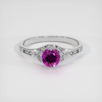0.62 Ct. Pinkish Purple Sapphire Ring, 18K White Gold 1