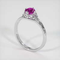 0.62 Ct. Pinkish Purple Sapphire Ring, 18K White Gold 2