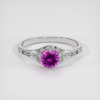0.65 Ct. Pinkish Purple Sapphire Ring, 18K White Gold 1
