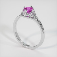 0.65 Ct. Pinkish Purple Sapphire Ring, 18K White Gold 2