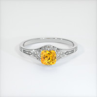 1.12 Ct. Orangish Yellow Sapphire Ring, 18K White Gold 1