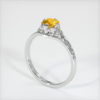 1.12 Ct. Orangish Yellow Sapphire Ring, 18K White Gold 2