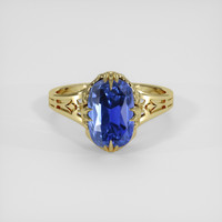 3.39 Ct. Blue Sapphire Ring, 10K Yellow Gold 1