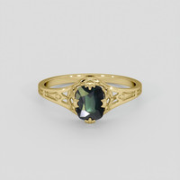 1.34 Ct. Bluish Green Sapphire Ring, 10K Yellow Gold 1