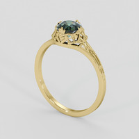 1.08 Ct. Bluish Green Sapphire Ring, 10K Yellow Gold 2