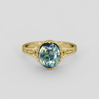 2.62 Ct. Bluish Green Sapphire Ring, 10K Yellow Gold 1