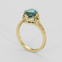 2.62 Ct. Bluish Green Sapphire Ring, 10K Yellow Gold 2