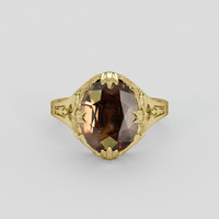 5.96 Ct. Orangish Brown Malaya Garnet Ring, 14K Yellow Gold 1