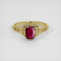 1.03 Ct. Pinkish Red Ruby Ring, 14K Yellow Gold 1