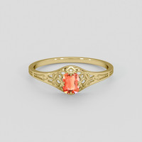 0.43 Ct. Padparadscha Sapphire Ring, 14K Yellow Gold 1