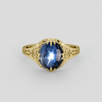 3.43 Ct. Blue Sapphire Ring, 14K Yellow Gold 1