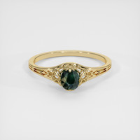 0.75 Ct. Bluish Green Sapphire Ring, 14K Yellow Gold 1