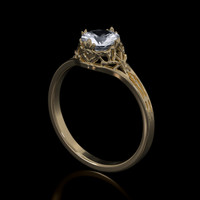 0.84 Ct. White Sapphire Ring, 14K Yellow Gold 2