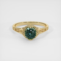 0.74 Ct. Bluish Green Sapphire Ring, 14K Yellow Gold 1