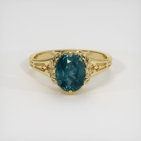 2.52 Ct. Greenish Blue Sapphire Ring, 14K Yellow Gold 1