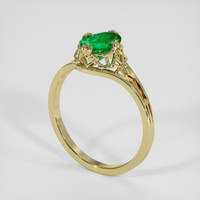 0.96 Ct. Emerald Ring, 18K Yellow Gold 2