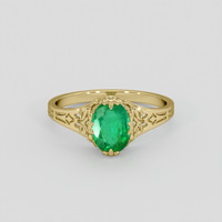0.89 Ct. Emerald Ring, 18K Yellow Gold 1
