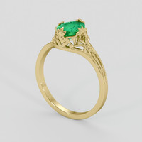 0.89 Ct. Emerald Ring, 18K Yellow Gold 2